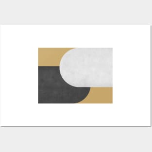 Half Circle Colorblock - Gold Black and White Posters and Art